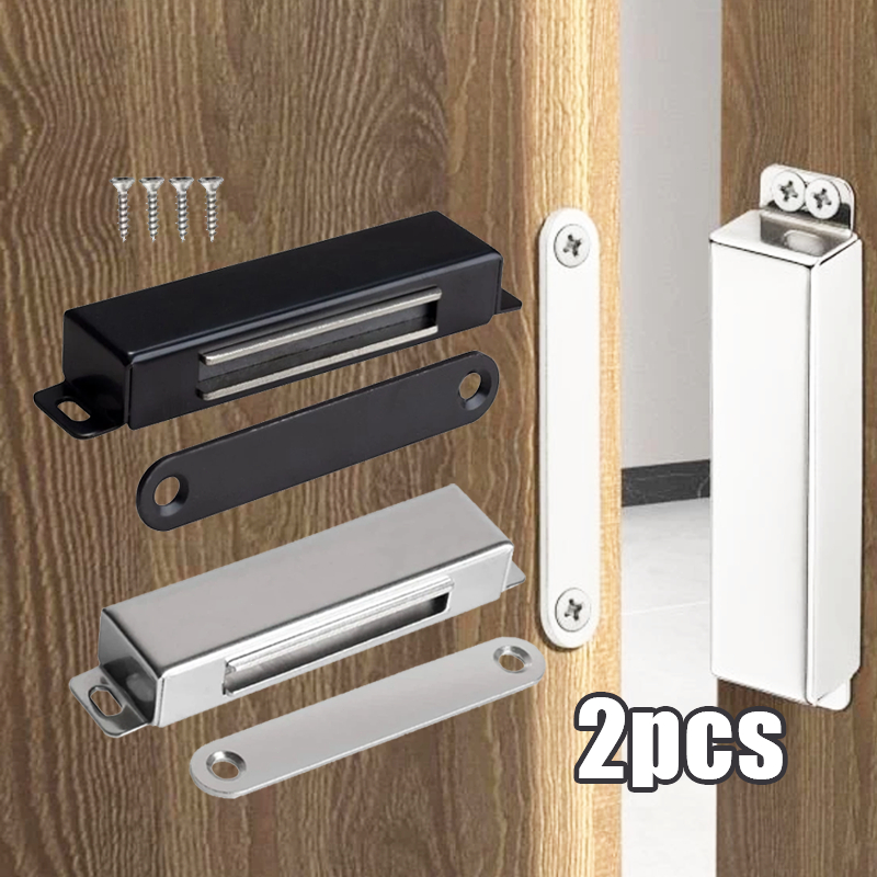 2pcs 10cm Magnet Pintu Lemari Kabinet Magnet Plat Kuat Penutup Pintu Lurus Magnet Lemari Pintu Stain
