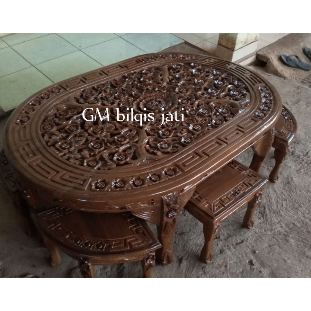 meja lesehan ukiran Osin 90x130