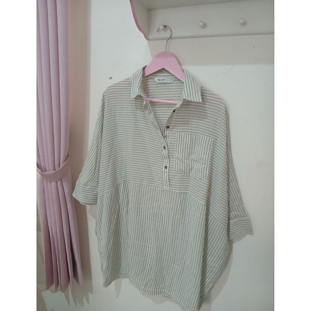 Blouse Zara Big size Jumbo garis garis