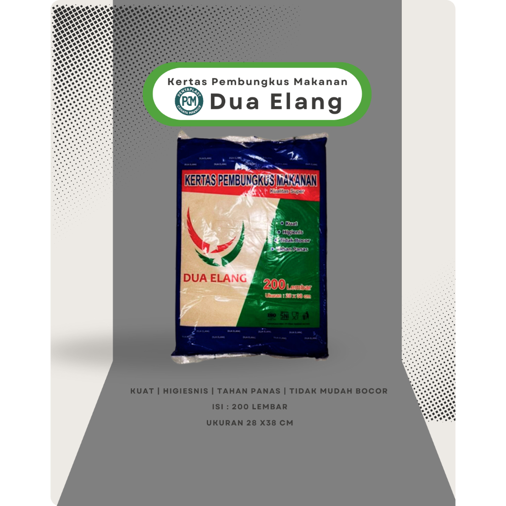 [ISI 200 LBR] KERTAS PEMBUNGKUS NASI KERTAS MINYAK COKLAT DUA ELANG | KEMASAN NASI BUNGKUS