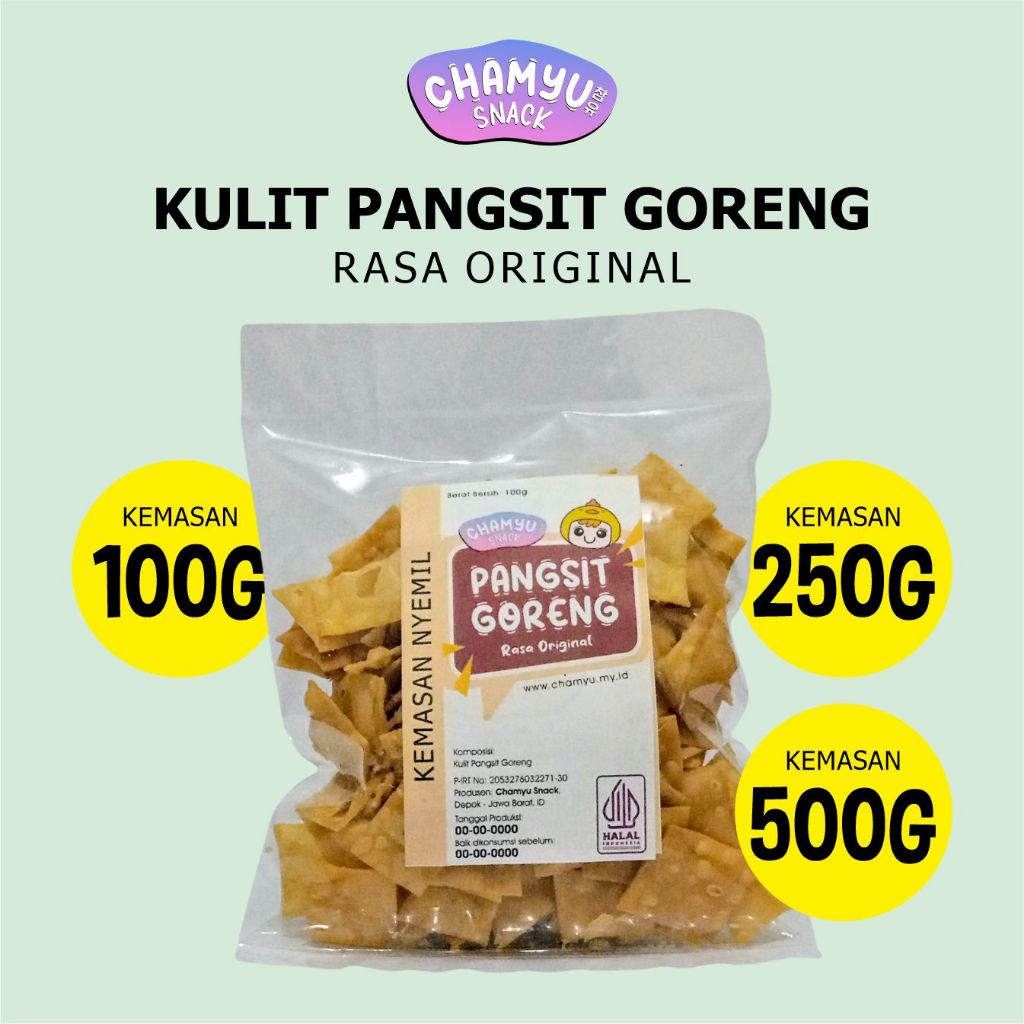 Chamyu Snack Kulit Pangsit Goreng Mini Rasa Original Kemasan 100 gram, 250 gram, 500 gram