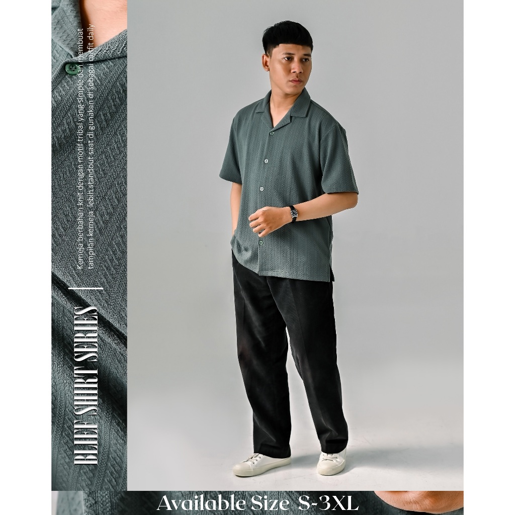 Kemeja Bowling Shirt Knit Pria Oversize Santai Lengan Pendek Motif Tribal Vintage Blief Vanwinkle