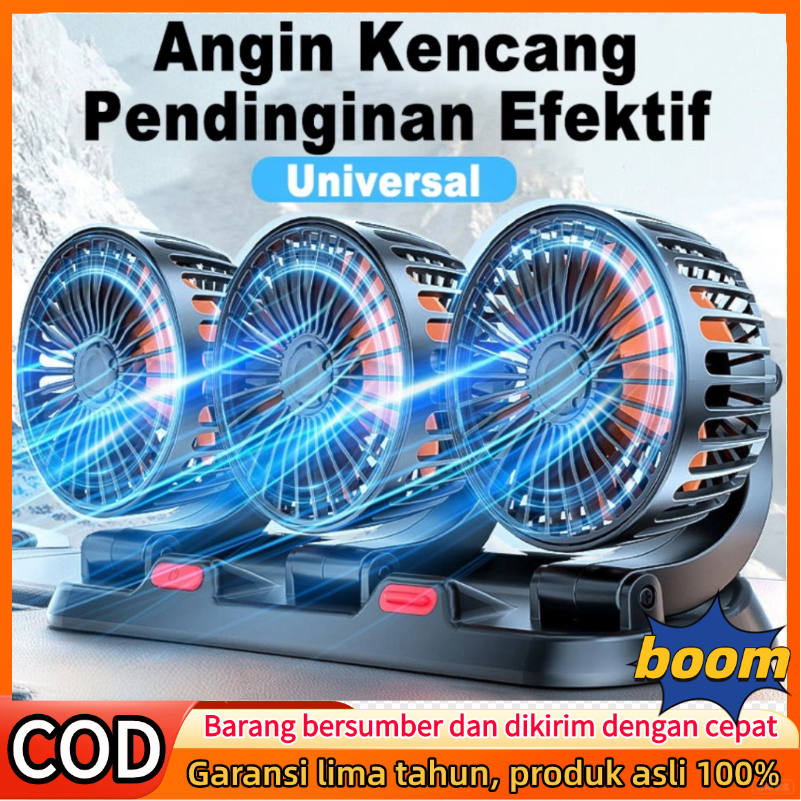 (COD/Gratis Ongkir)  Asli asli 12-24 Volt Kipas Angin Mobil Car Fan Kipas Dasbor 3 kepala dingin ac 