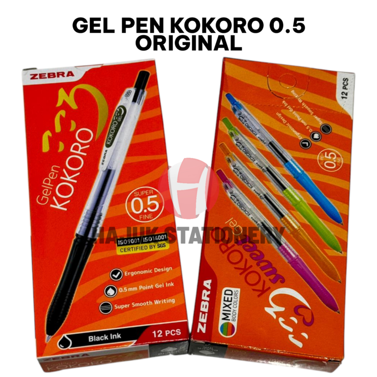 (1PACK ISI=12) Pulpen Ballpoint Pen Gel 0,5 - Zebra Kokoro / Pulpen Kokoro