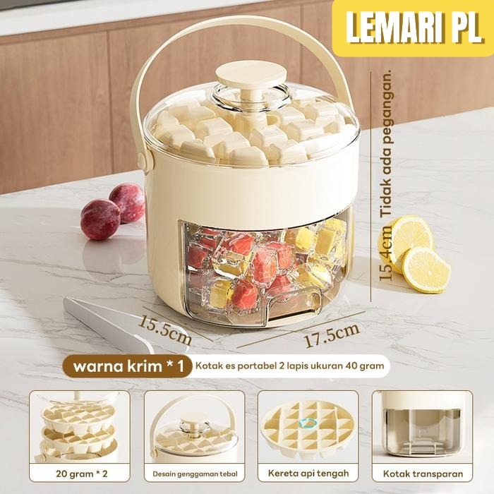 Lemaripl_ Cetakan Es Batu 40 Grid Es Ice Cube Maker Ice Storage Box Cetakan Es Batu Kotak Pembuat Es