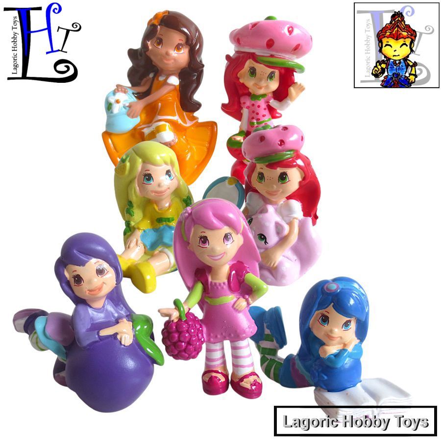 Pajangan Mainan Figure Kue Strawberry Shortcake Cake Topper set