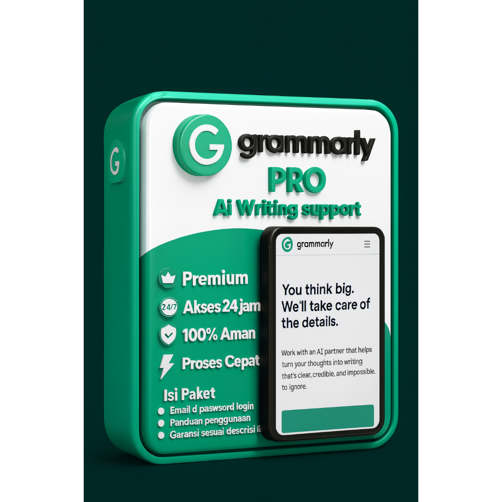 Grammarly Premium – AI Writing, Grammar Check, Plagiarism Tool, Akun Sharing Aman