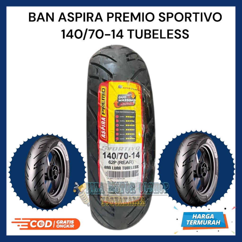 Ban Belakang Aerox Xmax 140/70-14 Ban Aspira 140/70-14 Tubeless Ban Tubles 140/70 Ring 14 Aspira