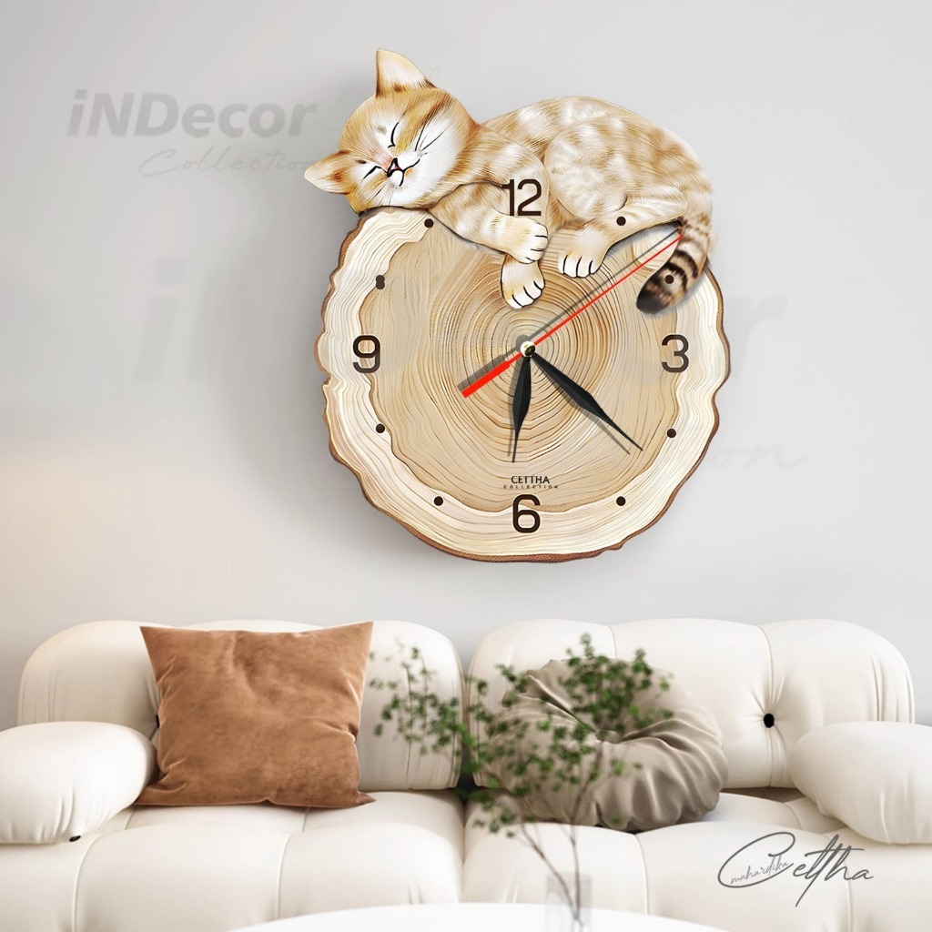 Jam Dinding Kucing Tidur Lucu Unik / Jam Dinding Aesthetic / Jam Dinding Tempel