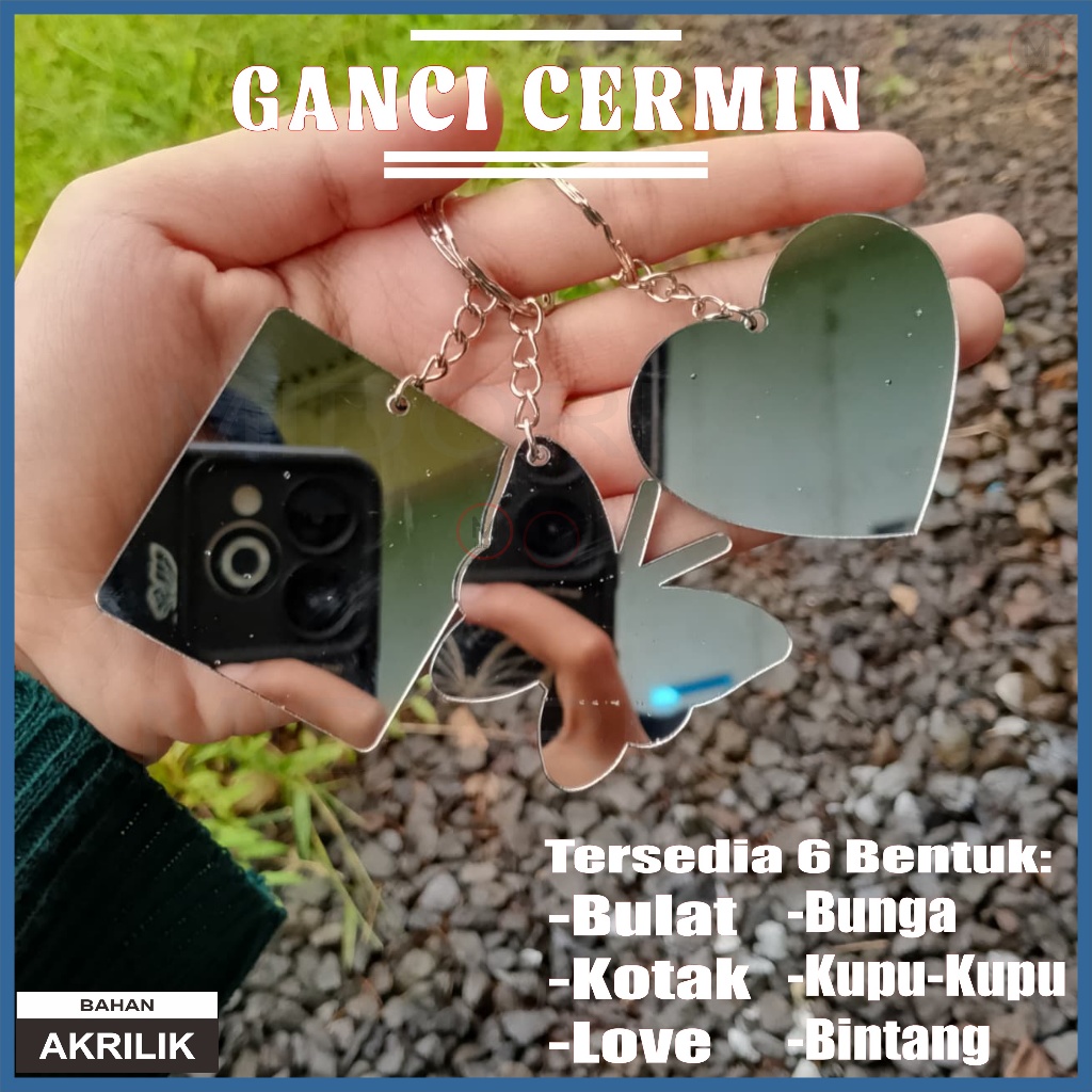 GANTUNGAN KUNCI CERMIN AESTHETIC GANTUNGAN KUNCI AKRILIK MIRROR