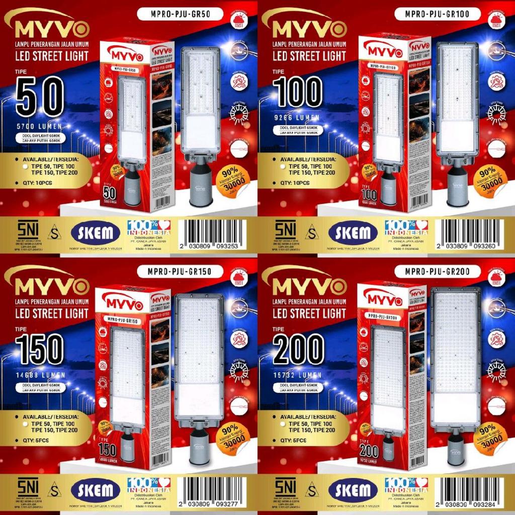 MYVO LAMPU JALAN PJU LED 50W 100W 150W 200 WATT IP65 CAHAYA PUTIH OUTDOOR STREET LIGHT ANTI AIR WATE