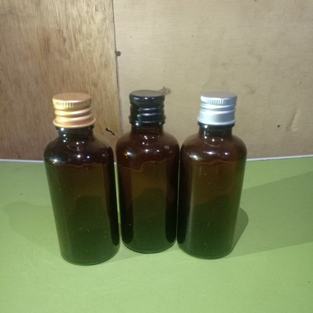 botol kaca 50ml coklat tutup ulir almunium