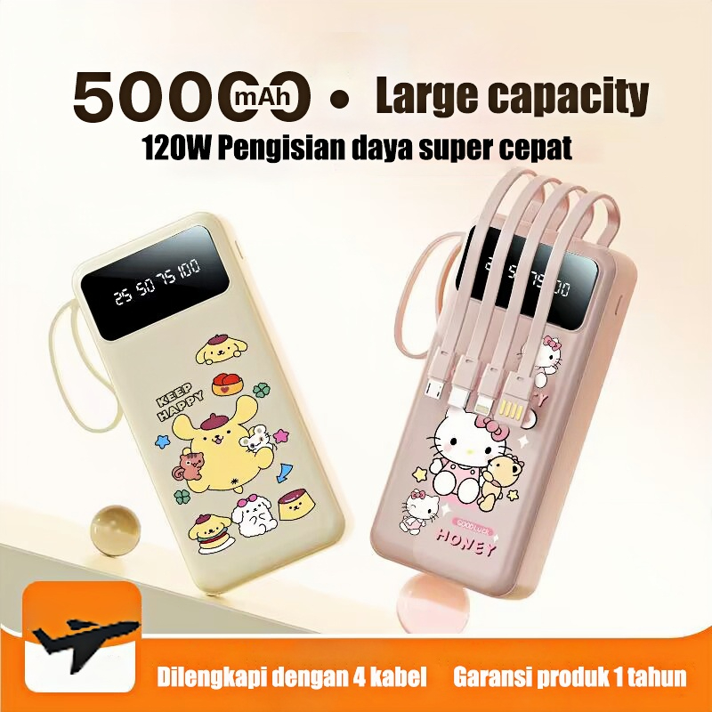 Power Bank 120W 50000mAh 4 in1 Fast Charging Baterai Cadangan Asli Kualitas Baik untuk Samsung & iPh