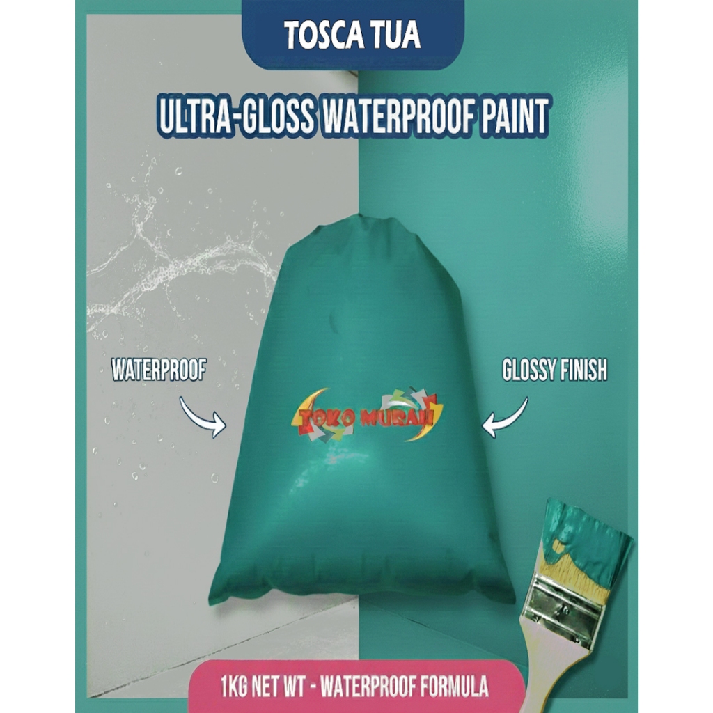 Cat Tembok Mengkilap / Cat Tembok Warna Hijau Tosca 1Kg / Cat Tembok Anti Air
