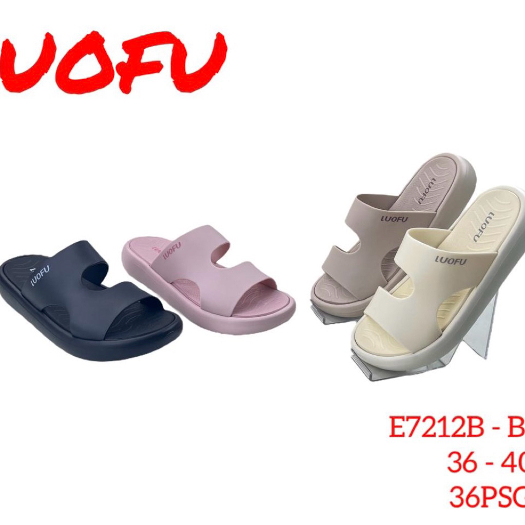 LUOFU sandal selop luofu polos sandal kokop teplek premium sandal luofu wanita E7172B-BRE01