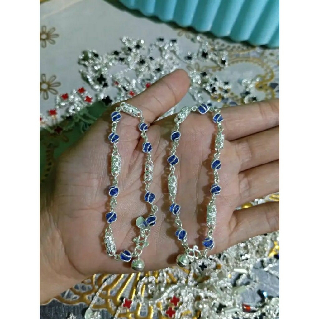 GELANG PERAK MURNI WANITA MOTIF KRISTAL