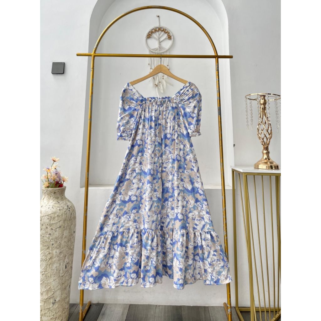 salsa dress busui/ dress rayon motif busui kancing/ dress kerut karet tangan dan dada full kancing j