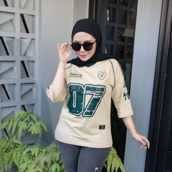KAOS BASEBALL OVERSIZE WANITA LENGAN 7/8 KAOS JERSEY KAOS BASEBALL ATASAN WANITA OVERSIZED