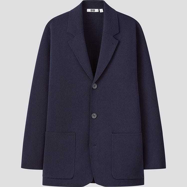 (PERMAKAIN PRIBADI)uniqlo milano rib cardigan blazer outer knit navy M fit L