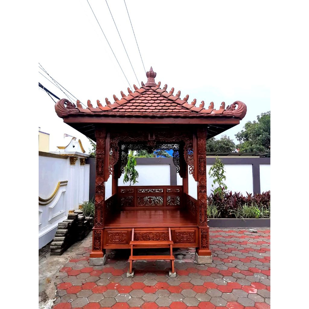 Gazebo Jati Ukir Jepara, GAZEBO Taman Kayu Jati Ukir Jepara