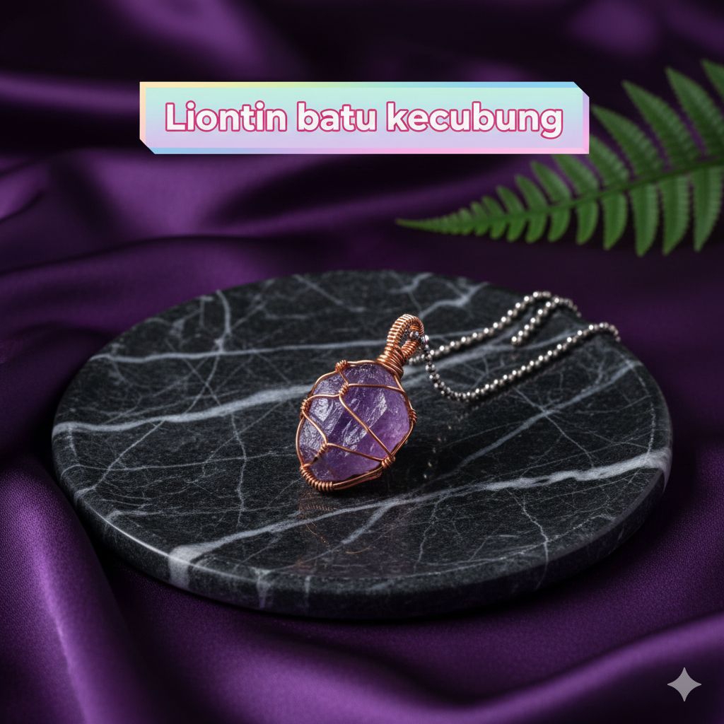 Liontin Batu Kecubung Asli – Amethyst Natural / Perhiasan Healing / Aksesoris Fashion