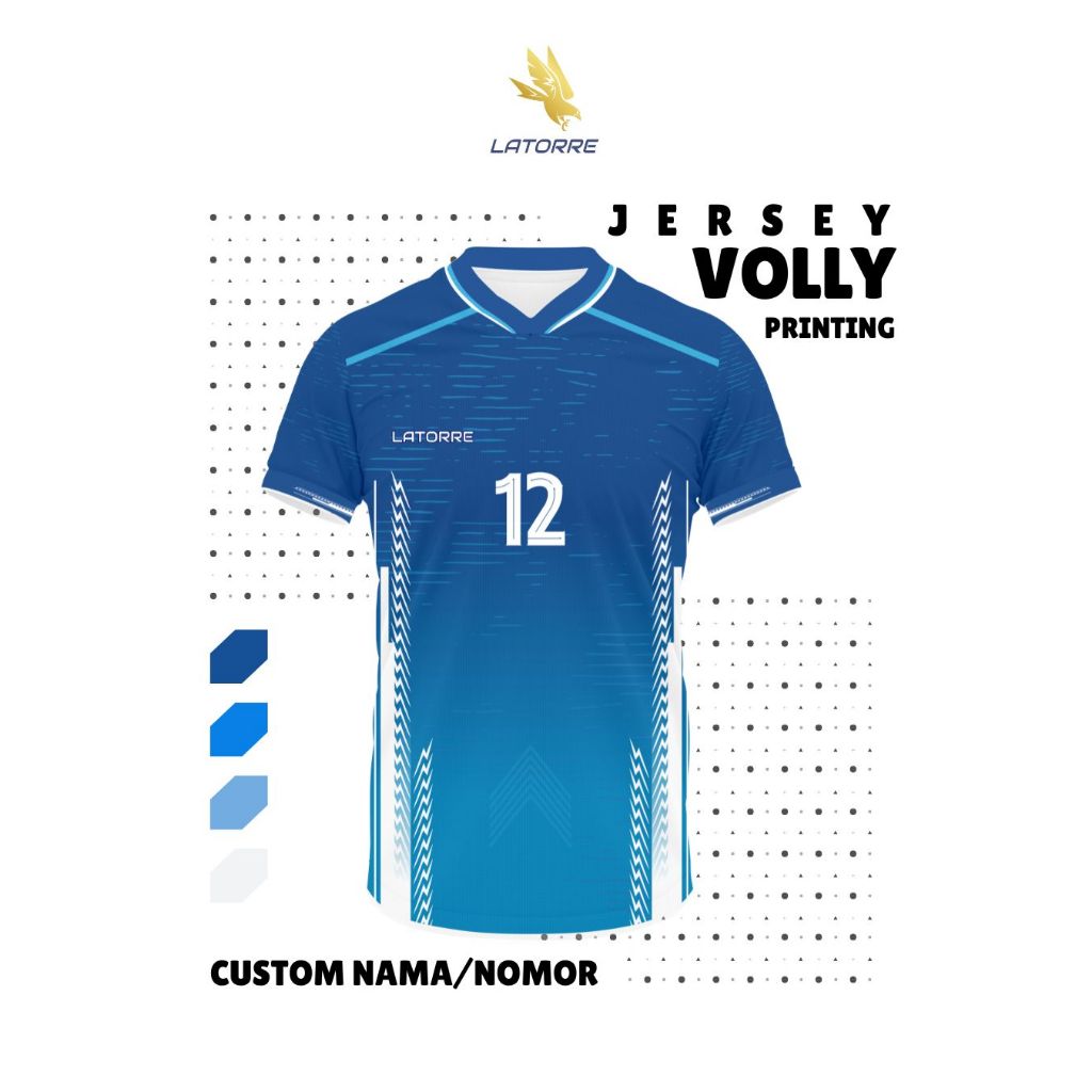 LATORRE Jersey Printing Volly Baju Voly Custom Nama Nomor Drifit Pria Wanita