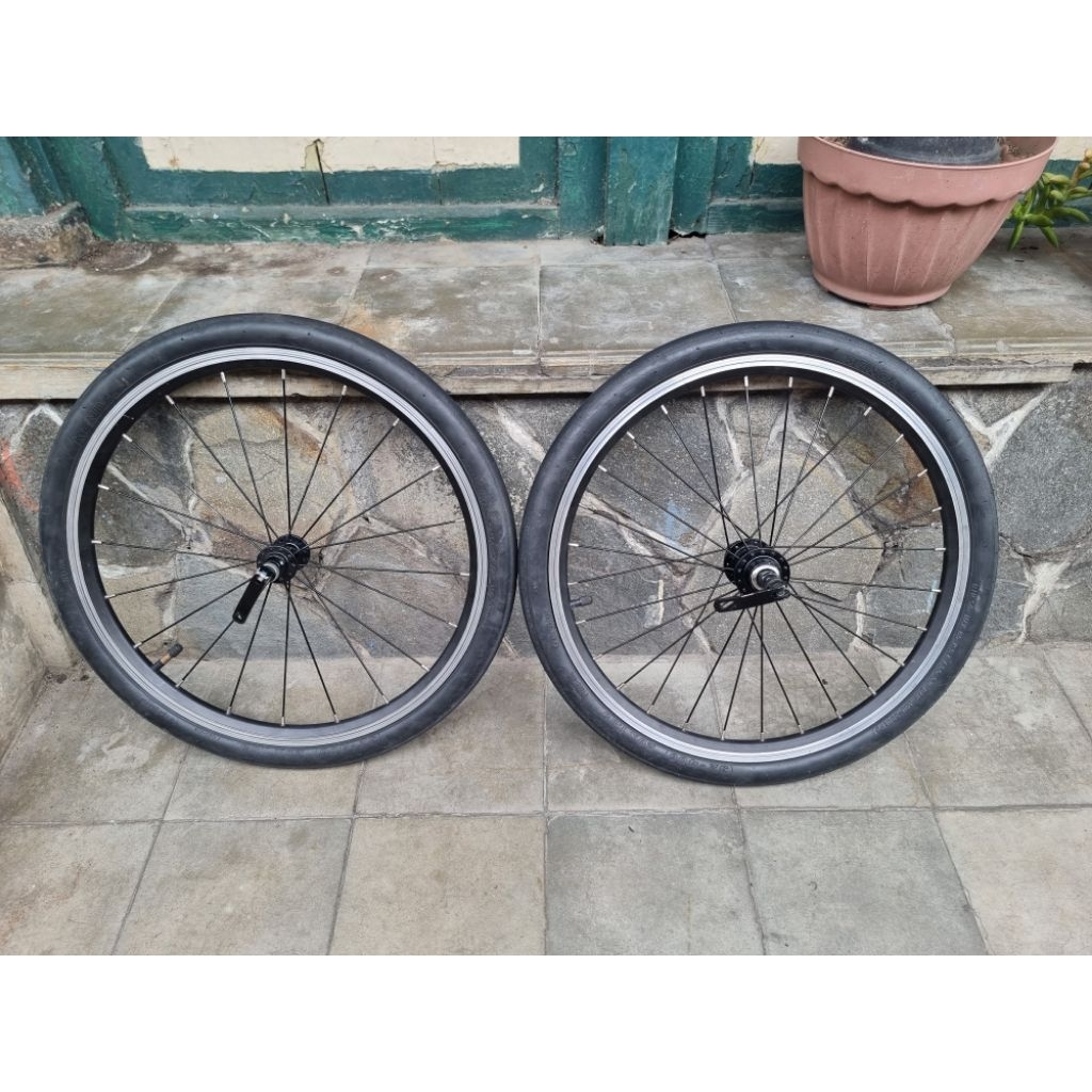 Wheelset 20 murni 20 406 rim brake v brake u brake plus ban tinggal pasang