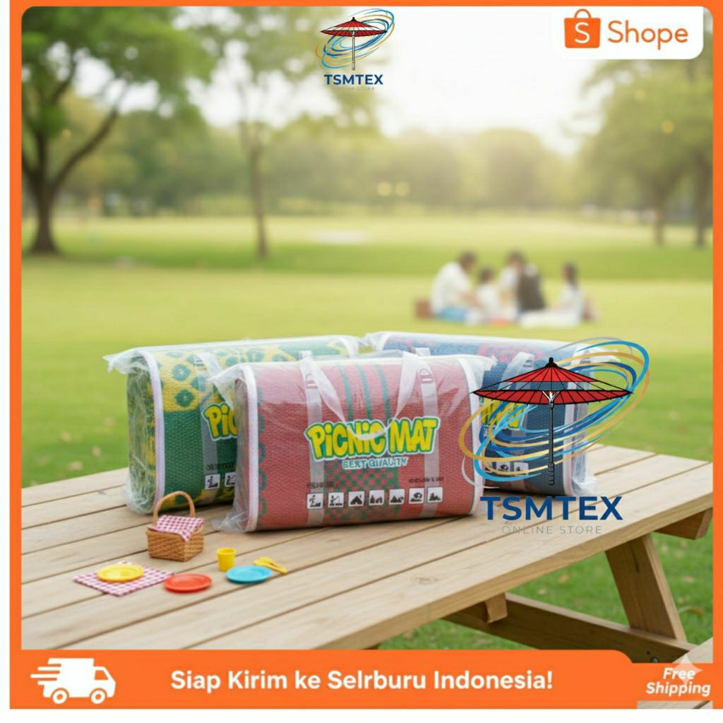 Tikar Piknik karpet lantai Plastik Lipat Jumbo 2x3 Meter Matras Anyaman Lesehan Anti Air Tahan Lama 