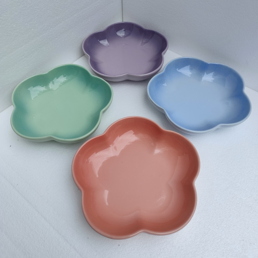 Original Le Creuset stoneware Ceramic Flower deep Plate piring makan besar