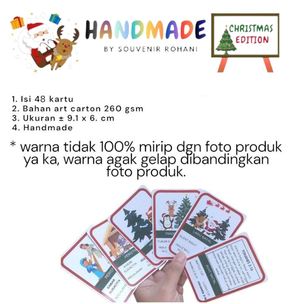 Kartu Natal Kwartet Kelahiran Yesus / Mini Game Card Anak Sekolah Minggu / Kartu Alkitab Merry Chris