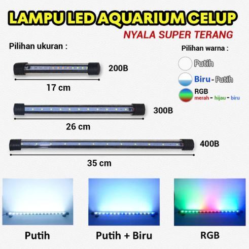 Lampu Aquarium Akuarium LED Celup 20cm 30cm 40cm Warna Warni RGB LED Aquarium Aquaspace Tabung