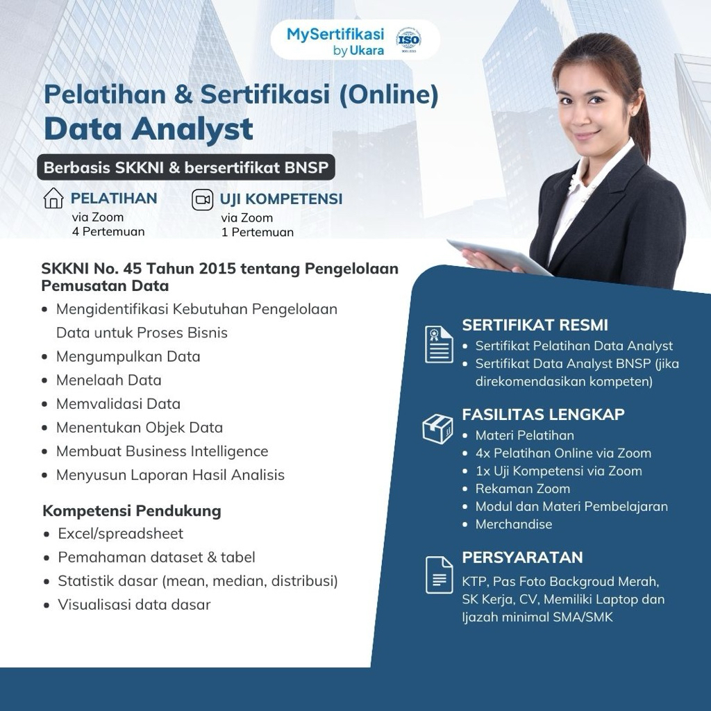 Pelatihan & Sertifikasi BNSP Data Analyst - Online