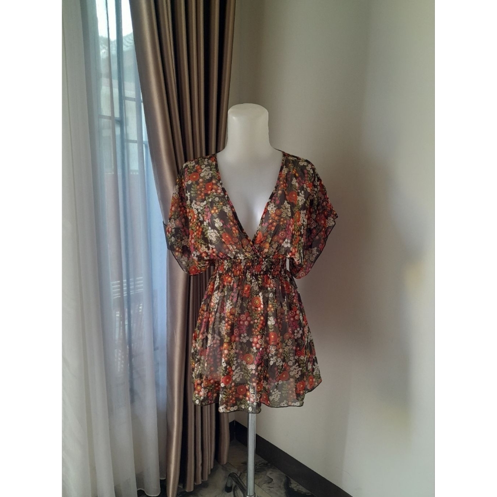 Floral Sifon Blouse, Floral Transparant Blouse, Blouse Bunga Sifon