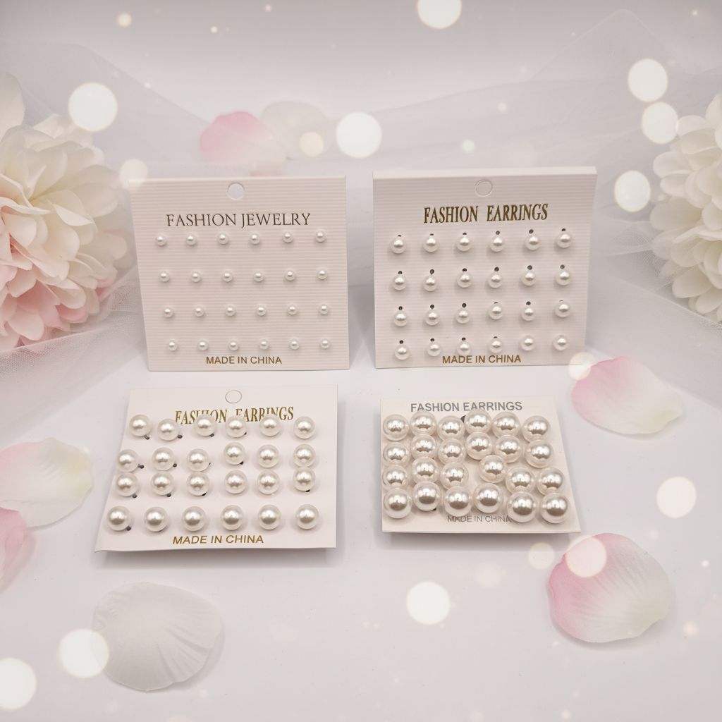 24Pcs_ANTING GIWANG MUTIARA JUMBO ( 10mm ) BESAR ( 8 mm )/SEDANG ( 6 mm )/ KECIL ( 4 mm )/ ANTING CE