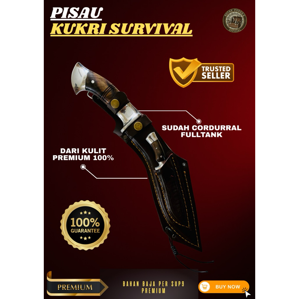 [Kotak_Pusaka] Pisau kukri survival,Pisau baja PER SUP9 PREMIUM 100% ORIGINAL