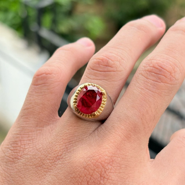 Cincin batu siam kapas mirip garnet