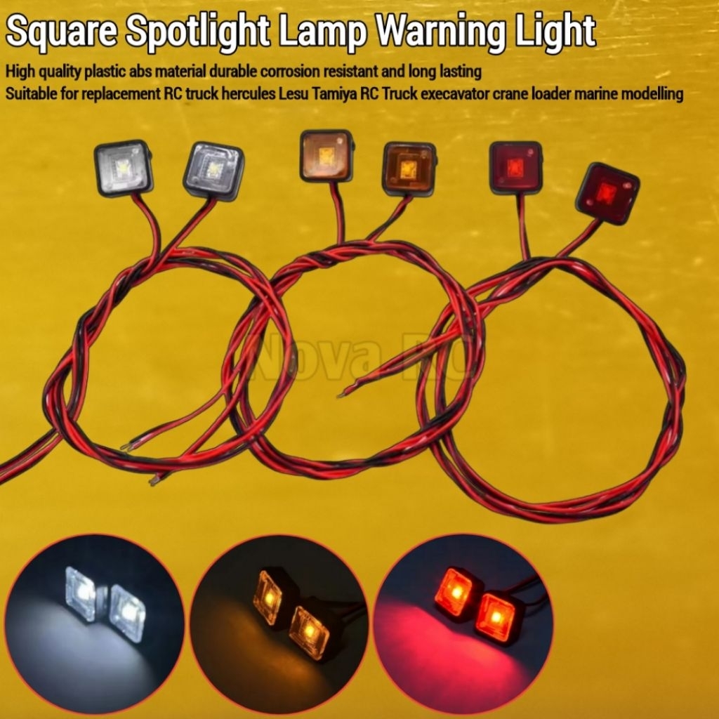 2pcs Lampu peringatan samping kanan kiri model kotak untuk RC truk crane loader eksavator 1/14 hercu