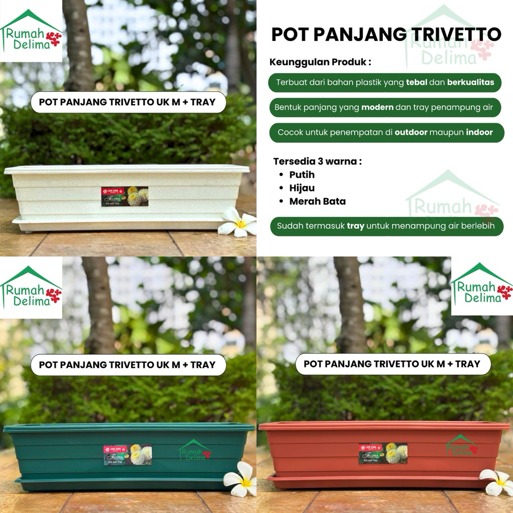 Pot bunga panjang lion star TRIVETTO + Tatakan