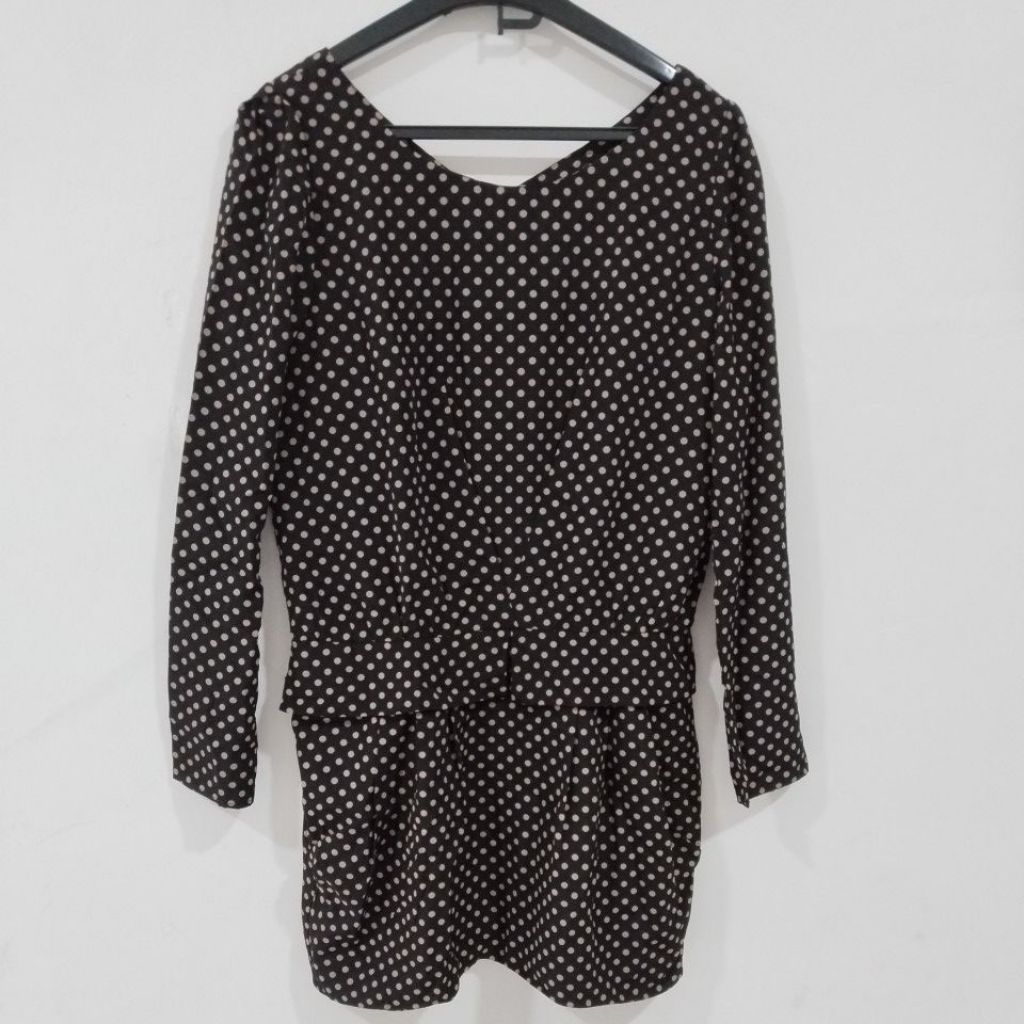 PLOVED DRESS OR TUNIK PEREMPUAN MOTIF POLKADOT WARNA HITAM