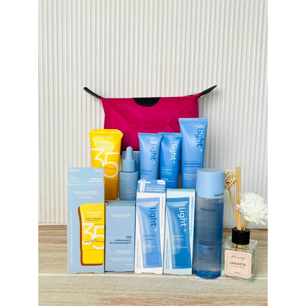 Wardah 1 Paket lengkap Glowing 6 Produk Bonus Tas Makeup