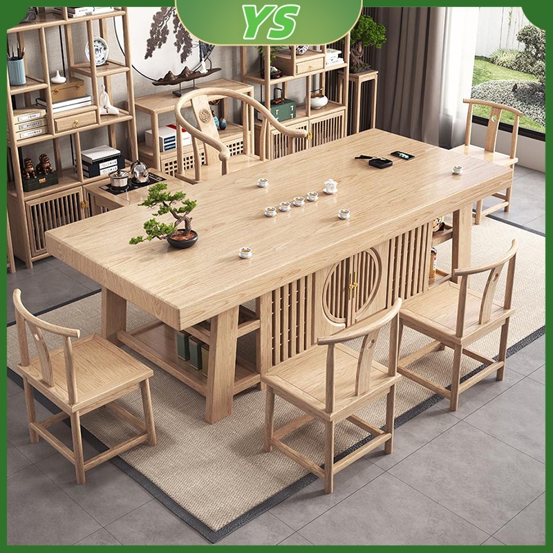 Meja teh kayu solid dan kombinasi kursi Meja teh Meja teh rumah tangga kantor Set teh meja teh Meja 