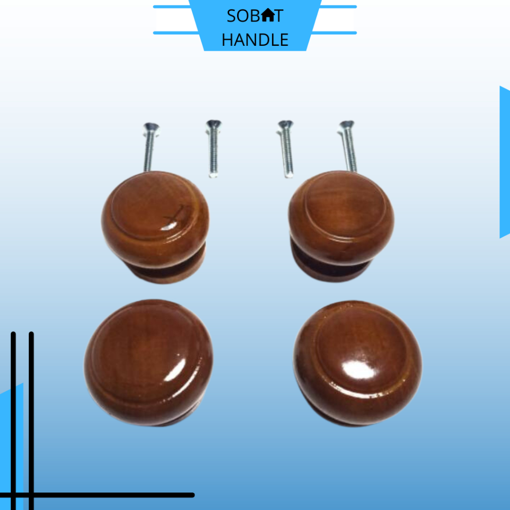 KNOB HANDLE GAGANG TARIKAN  LEMARI LACI KAYU JATI BULAT