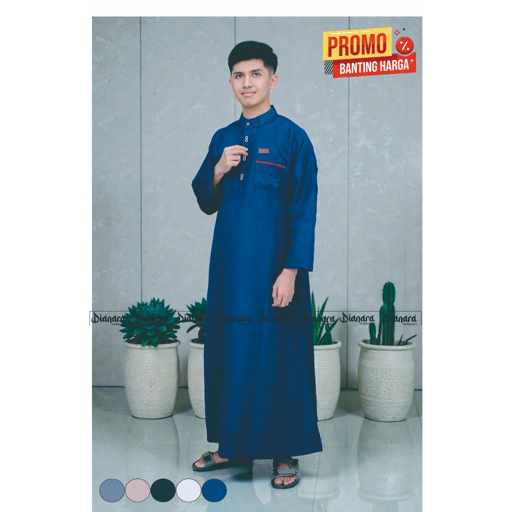 Jubah pria putih polos gamis pria dewasa jubah saudi lengan panjang