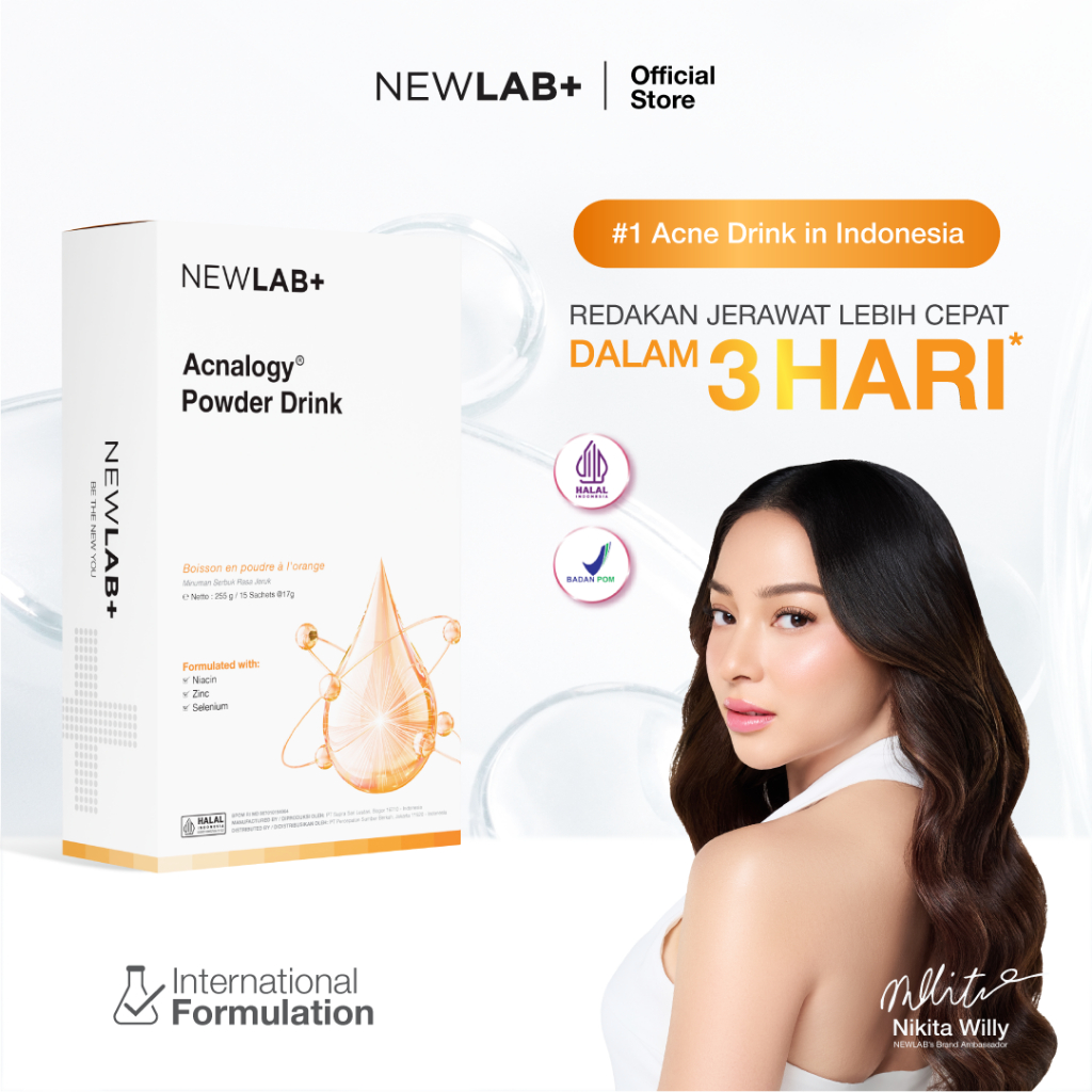 NEWLAB Acnalogy Powder Drink | Acne Drink | Minuman Obat Jerawat untuk Meredakan Bekas Jerawat dan F