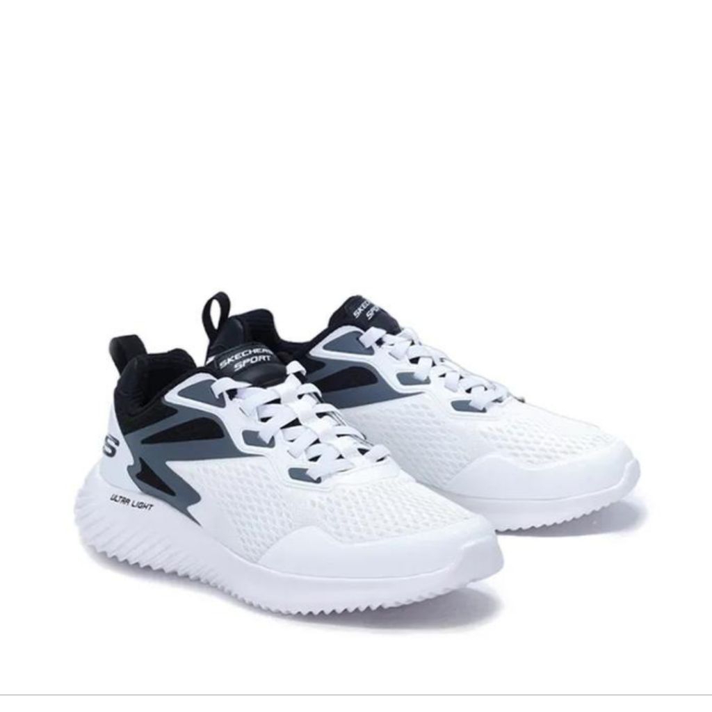 Sneakers Pria Skechers Bounder Belgrade. White Black. 232376WBK