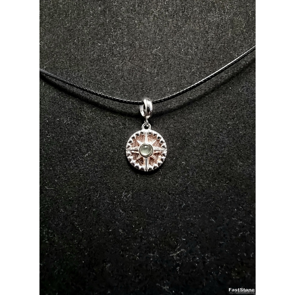 Liontin Pendant Silver 925 Meteorite Muonionalusta Moldavite 12mm A136