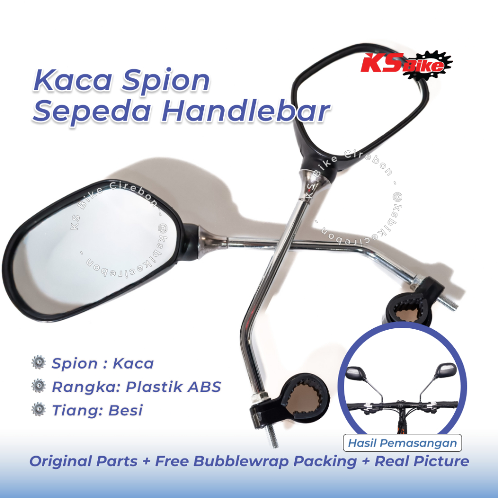Spion Sepeda Stang Steel / Kaca Spion Blindspot Rearview 360 Adjustable MTB Lipat Road Bike 1 Pasang