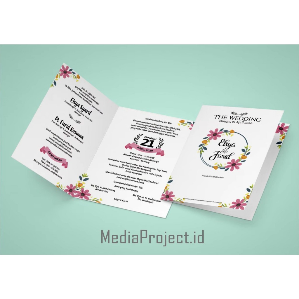 MINIMAL ORDER 50PCS Undangan Pernikahan Murah Elegan Aesthetic / Undangan Pernikahan Murah Lipat 2 B