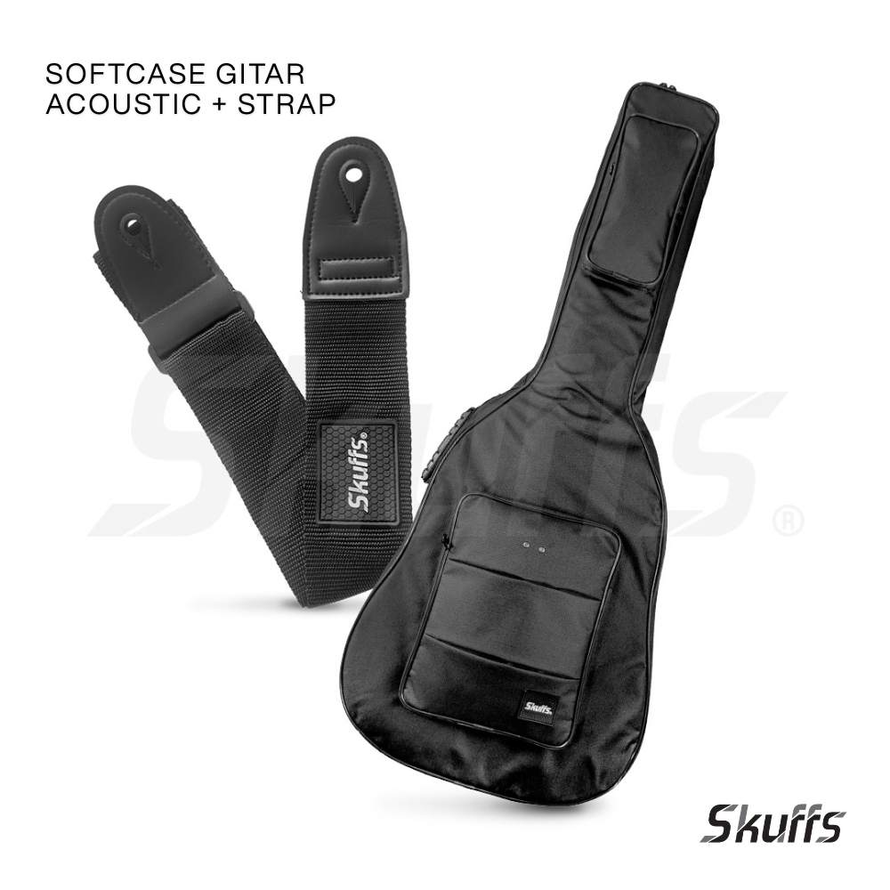 Softcase gitar akustik & strap gitar akustik gitar elektrik dan bass