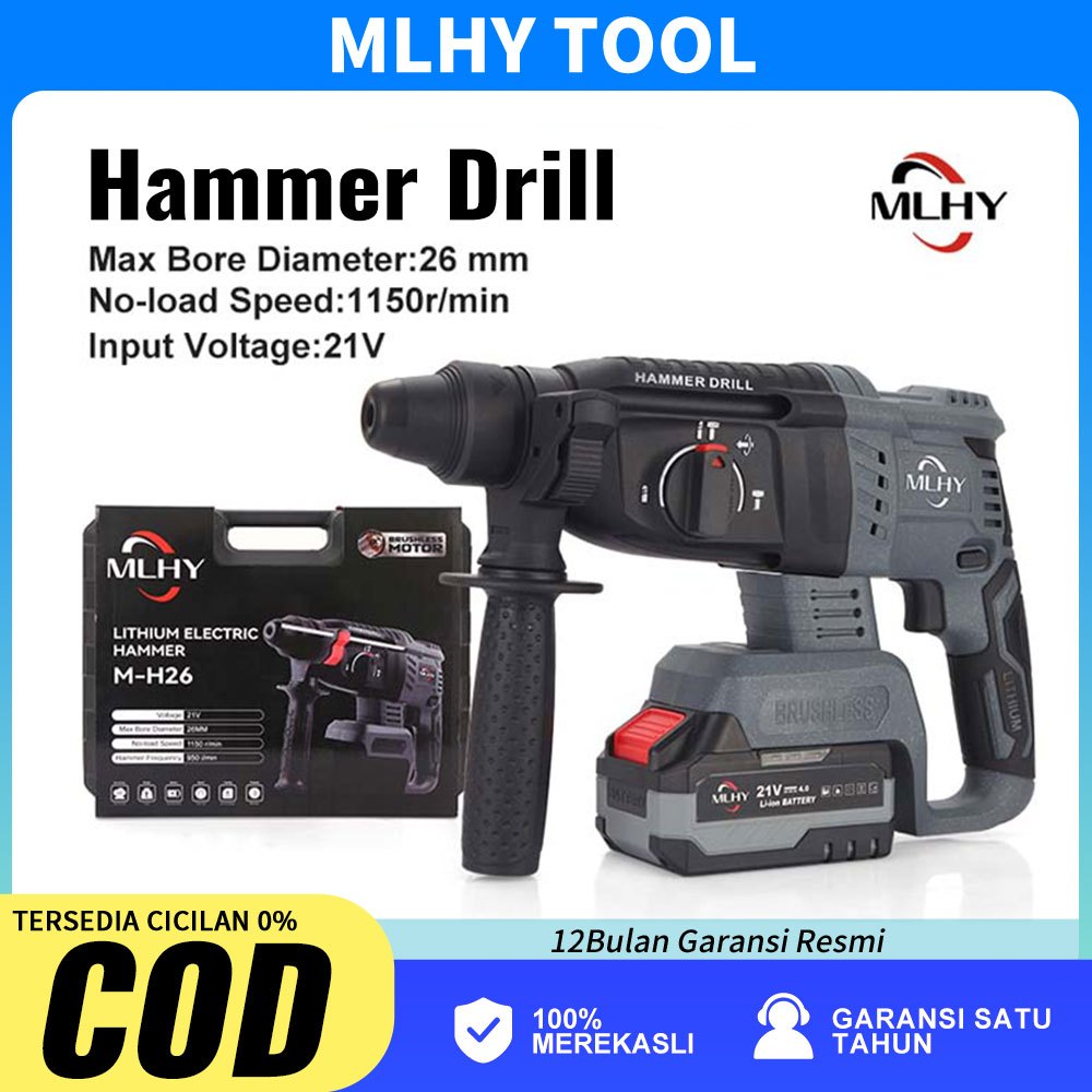 MLHY  Multi-functional hammer drill Bor Palu Multifungsi Bor TanpaKabel Motor Tanpa Sikat Bor Dampak